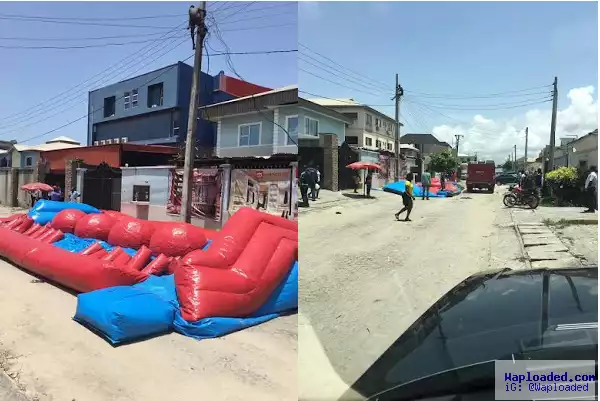 Lekki suicidal man finally abandoned after his refusal to climb down or safely jump unto a trampoline (Photos)